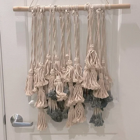 Handcrafted Cream and Blue Wall Hanging Decor - Picture 3 of 3